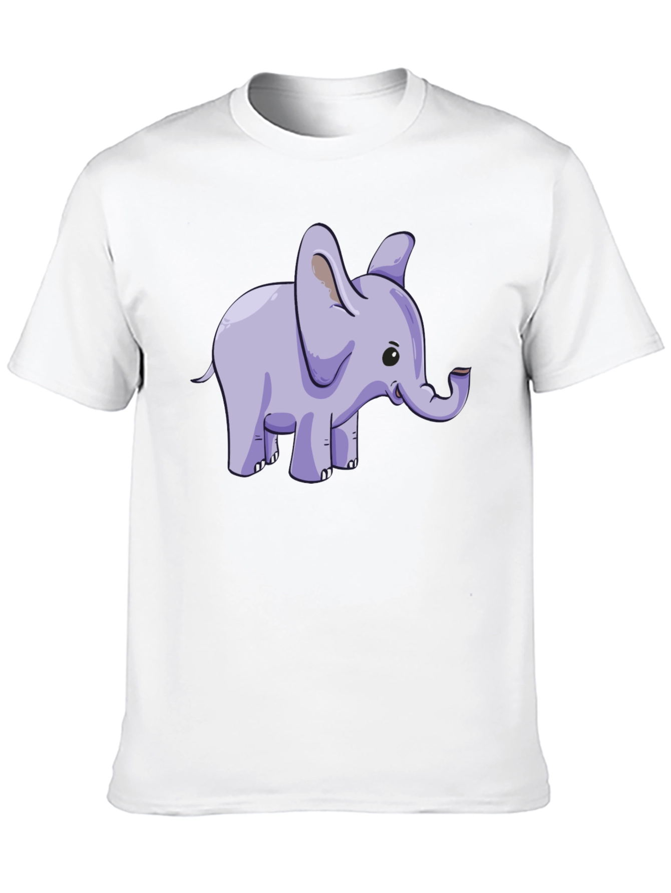 Cute Elephant Graphic Tee - Black Cotton T-Shirt