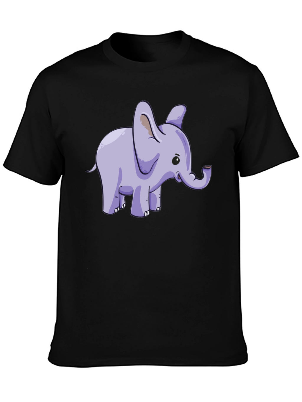 Cute Elephant Graphic Tee - Black Cotton T-Shirt