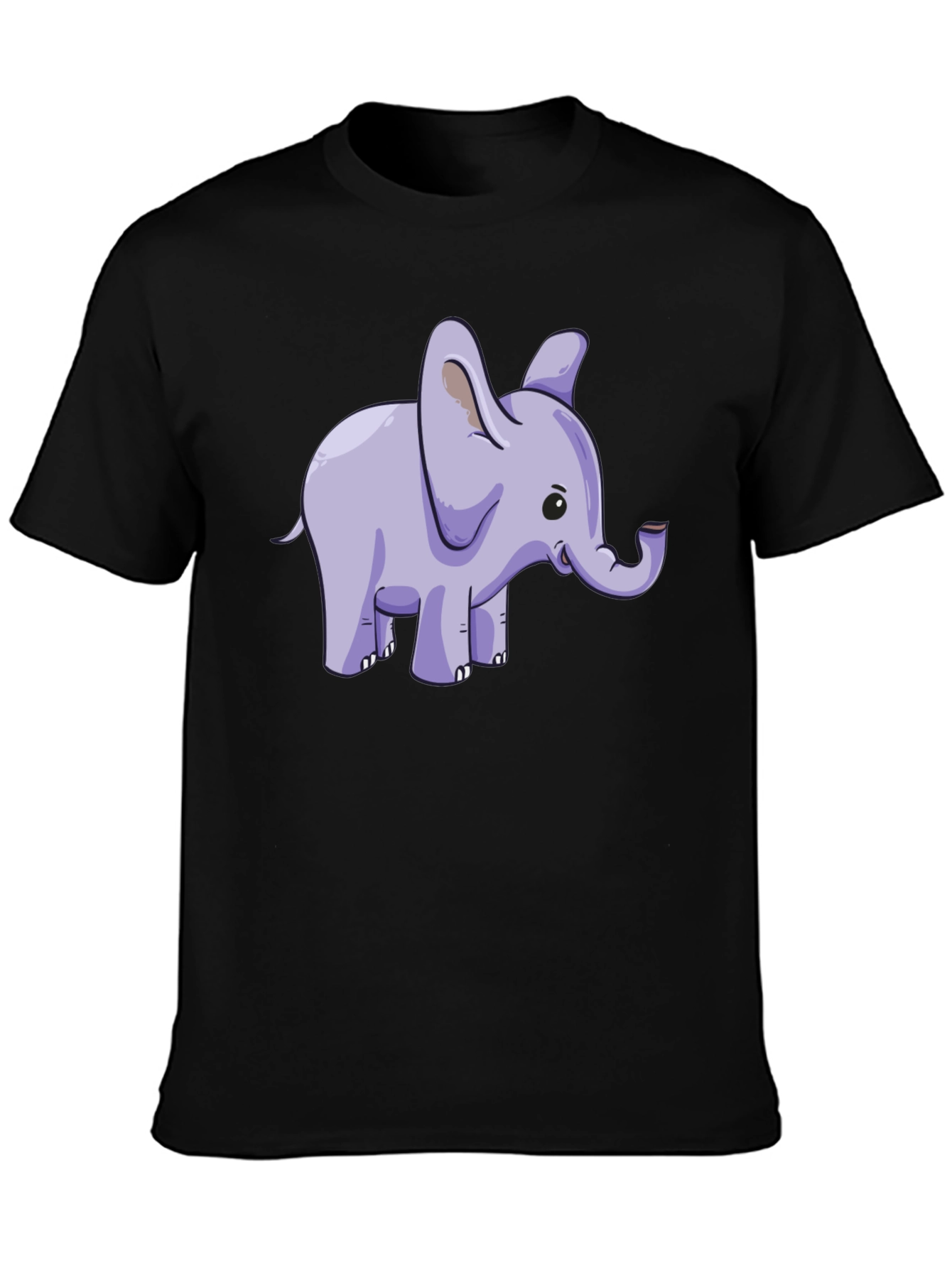 Cute Elephant Graphic Tee - Black Cotton T-Shirt