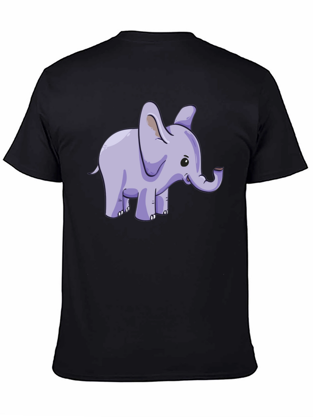 Cute Elephant Graphic Tee - Black Cotton T-Shirt