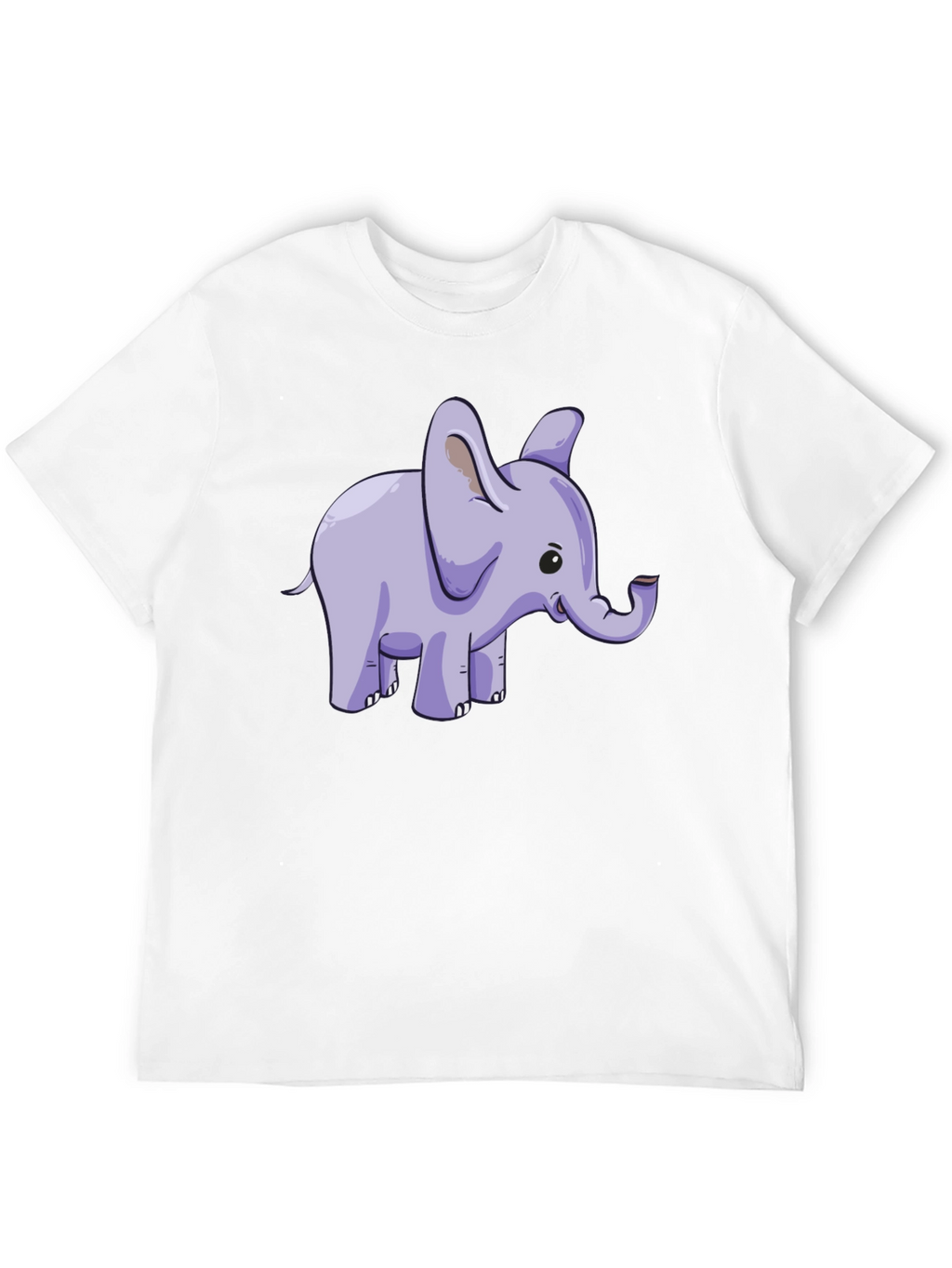 Cute Elephant Graphic Tee - Black Cotton T-Shirt