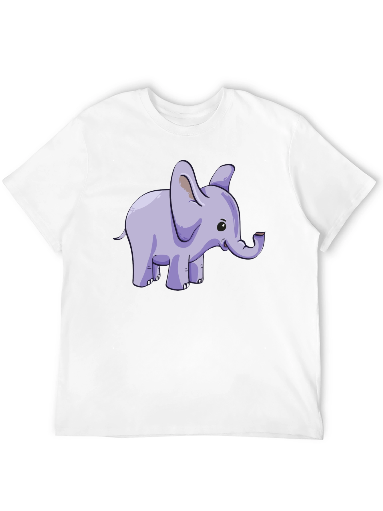 Cute Elephant Graphic Tee - Black Cotton T-Shirt