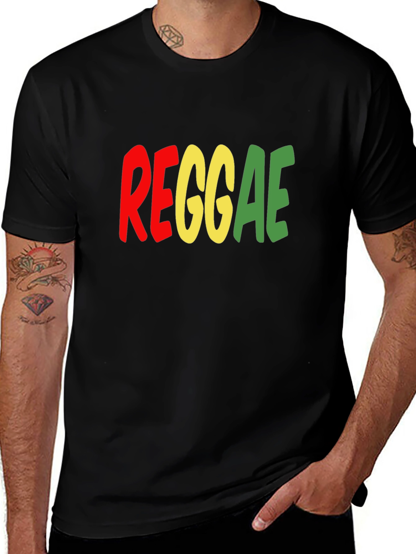 Reggae Graphic Print T-Shirt - Black