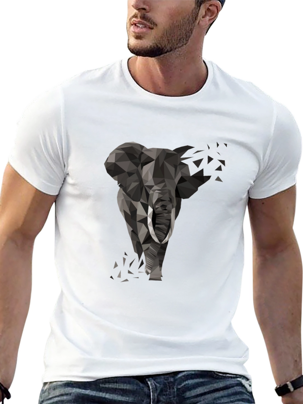 Geometric Elephant Black T-Shirt