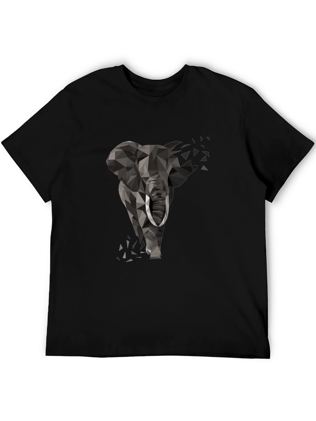 Geometric Elephant Black T-Shirt