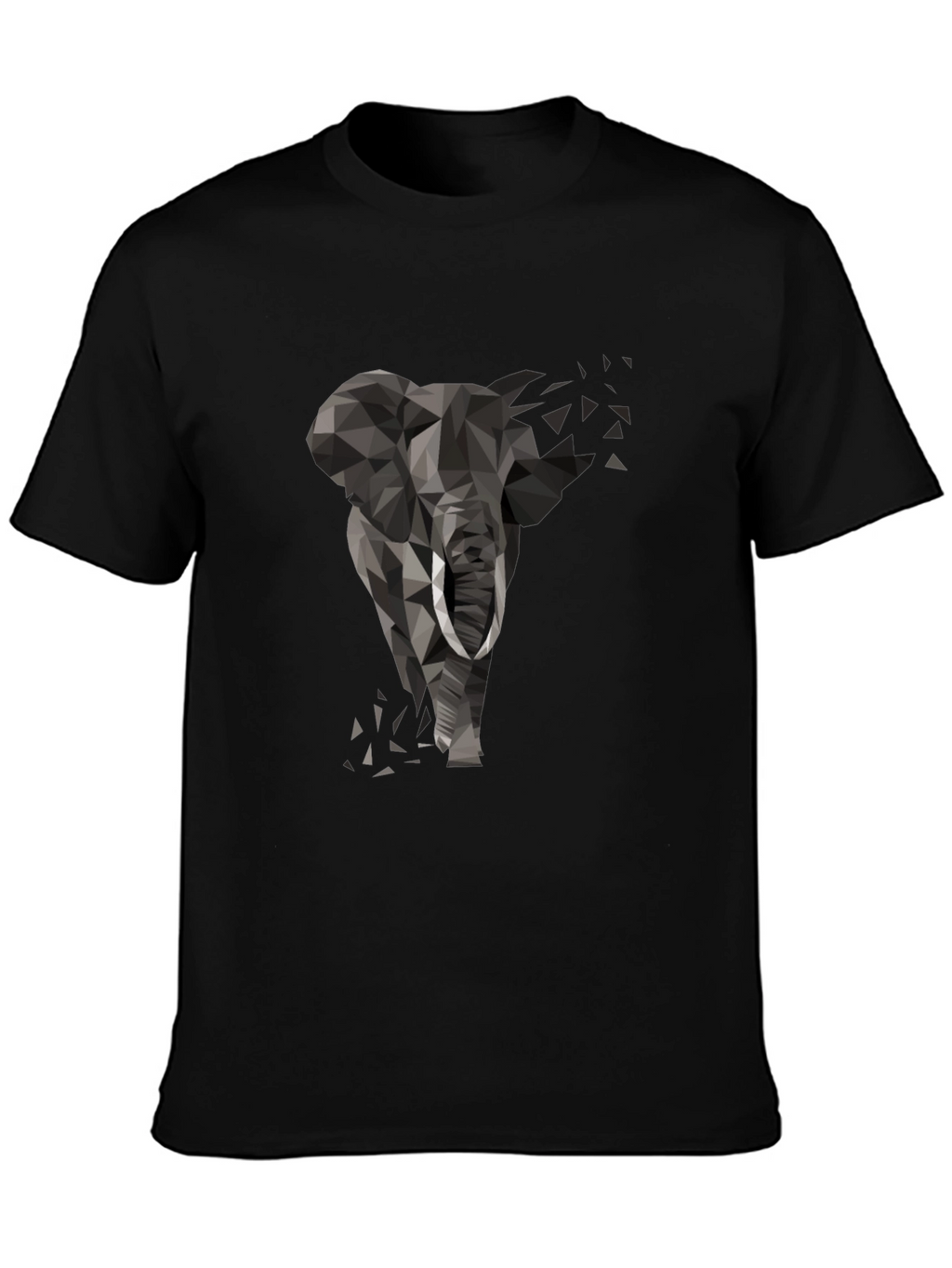 Geometric Elephant Black T-Shirt