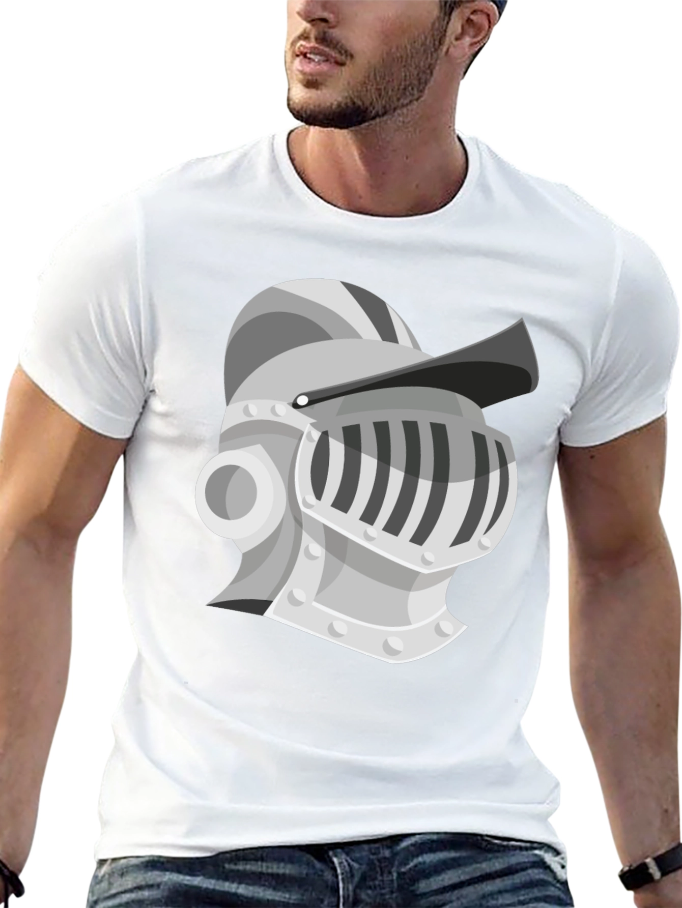 Knight Helmet Graphic Tee - Medieval Style