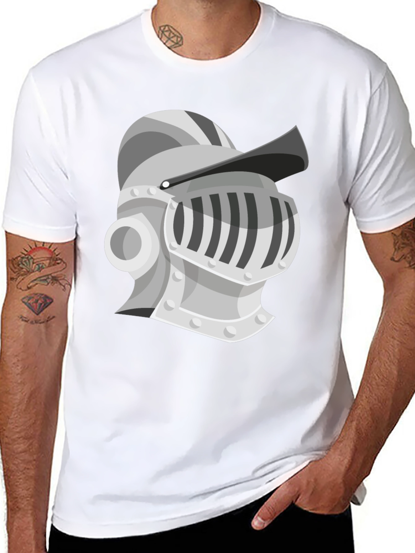 Knight Helmet Graphic Tee - Medieval Style