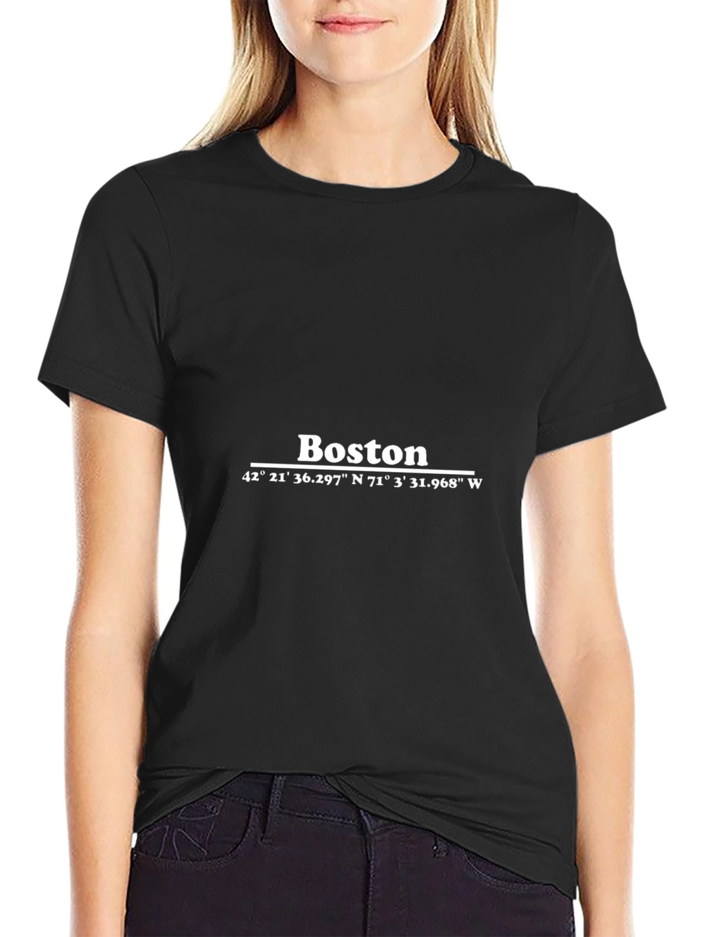 Boston Coordinates Black T-Shirt