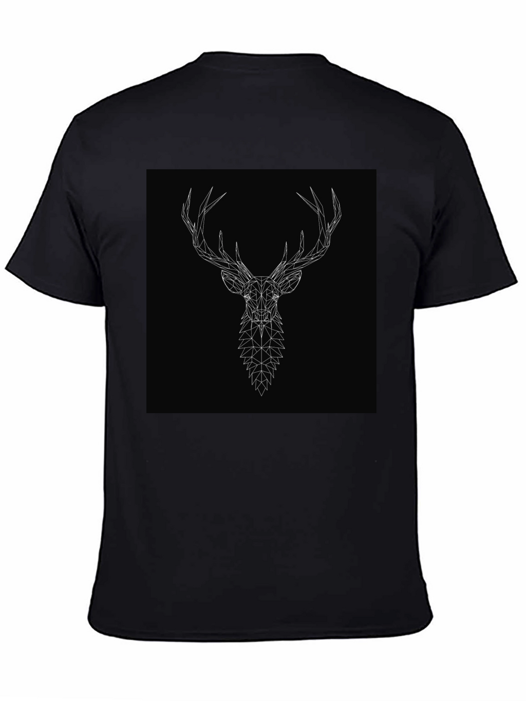 Geometric Deer Head Graphic Tee - Black