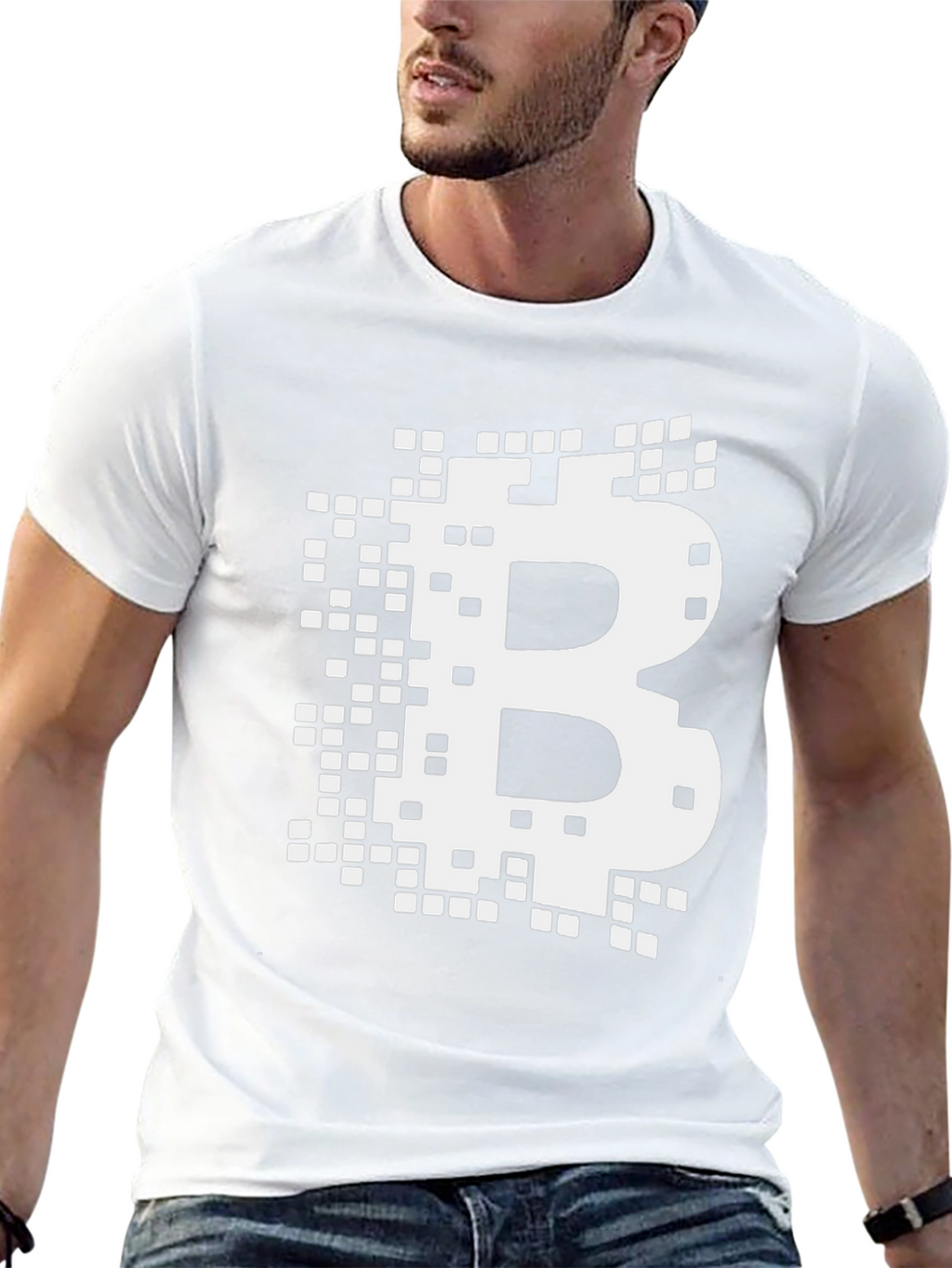 Bitcoin Pixelated B Logo Graphic Tee - Black
