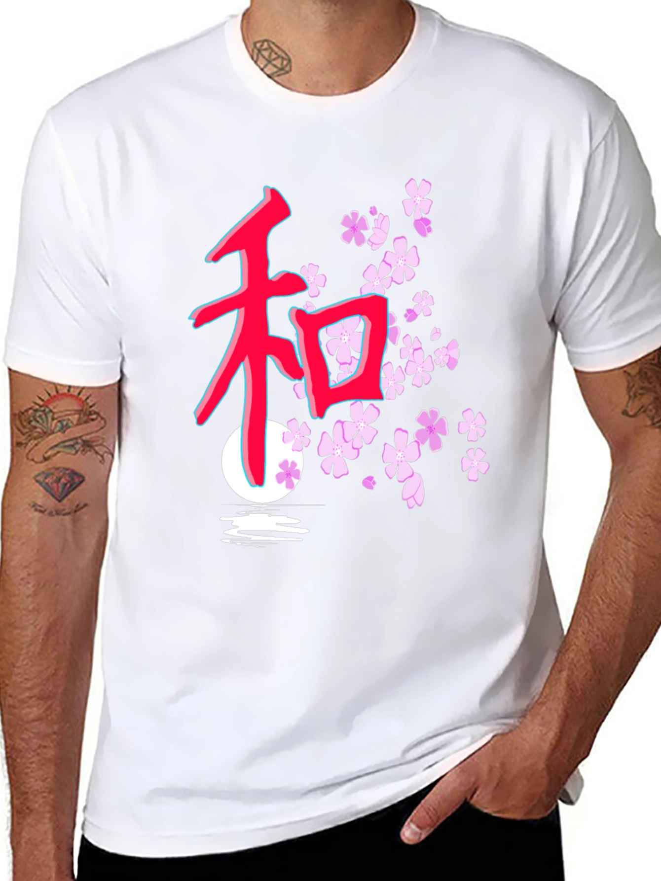 Japanese Cherry Blossom Peace Sign T-Shirt