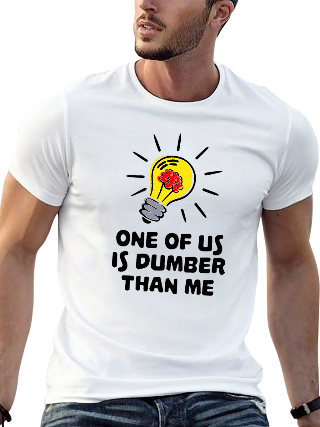 Dumber Than Me T-Shirt - Brainy Lightbulb Design