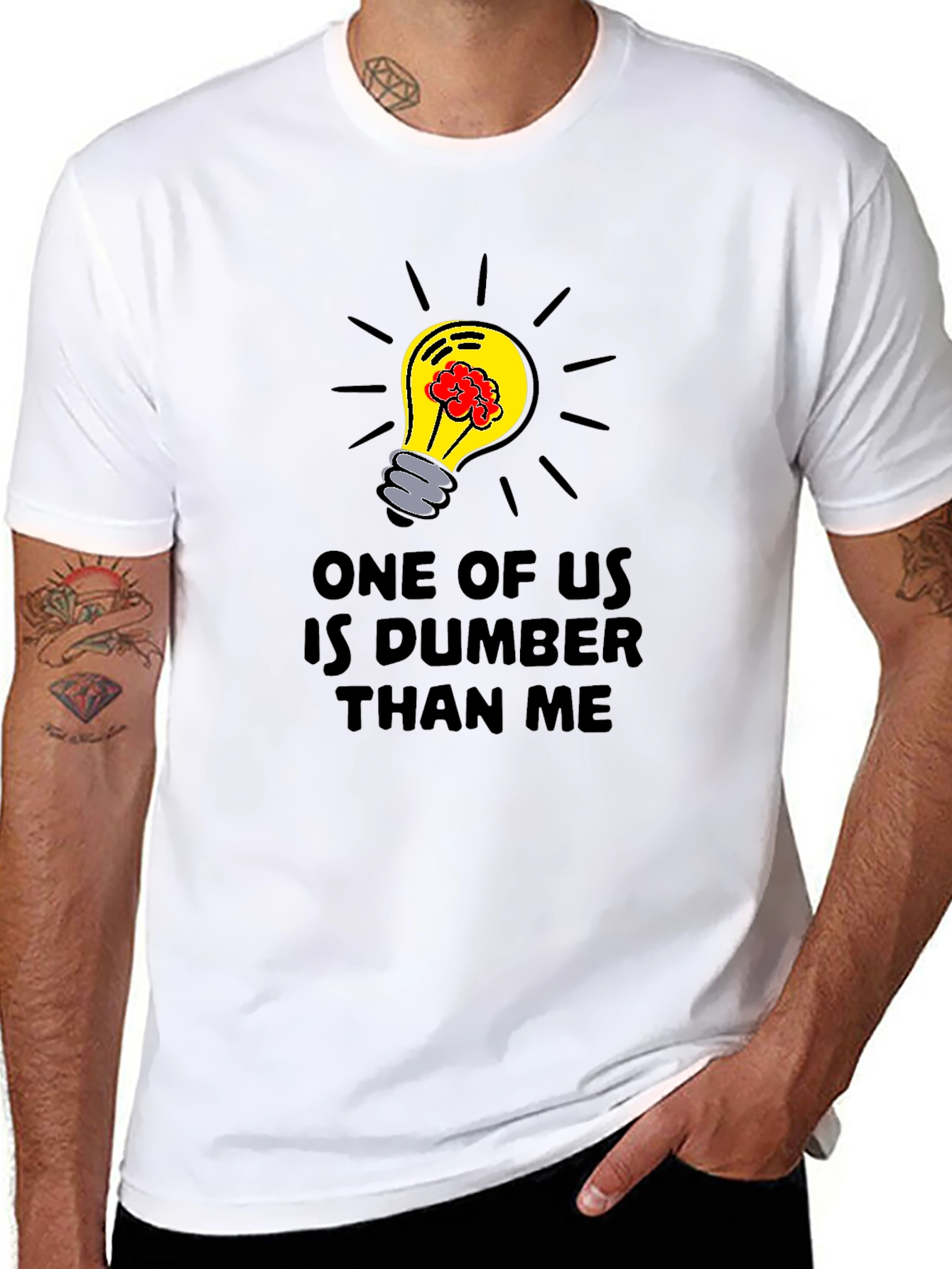 Dumber Than Me T-Shirt - Brainy Lightbulb Design