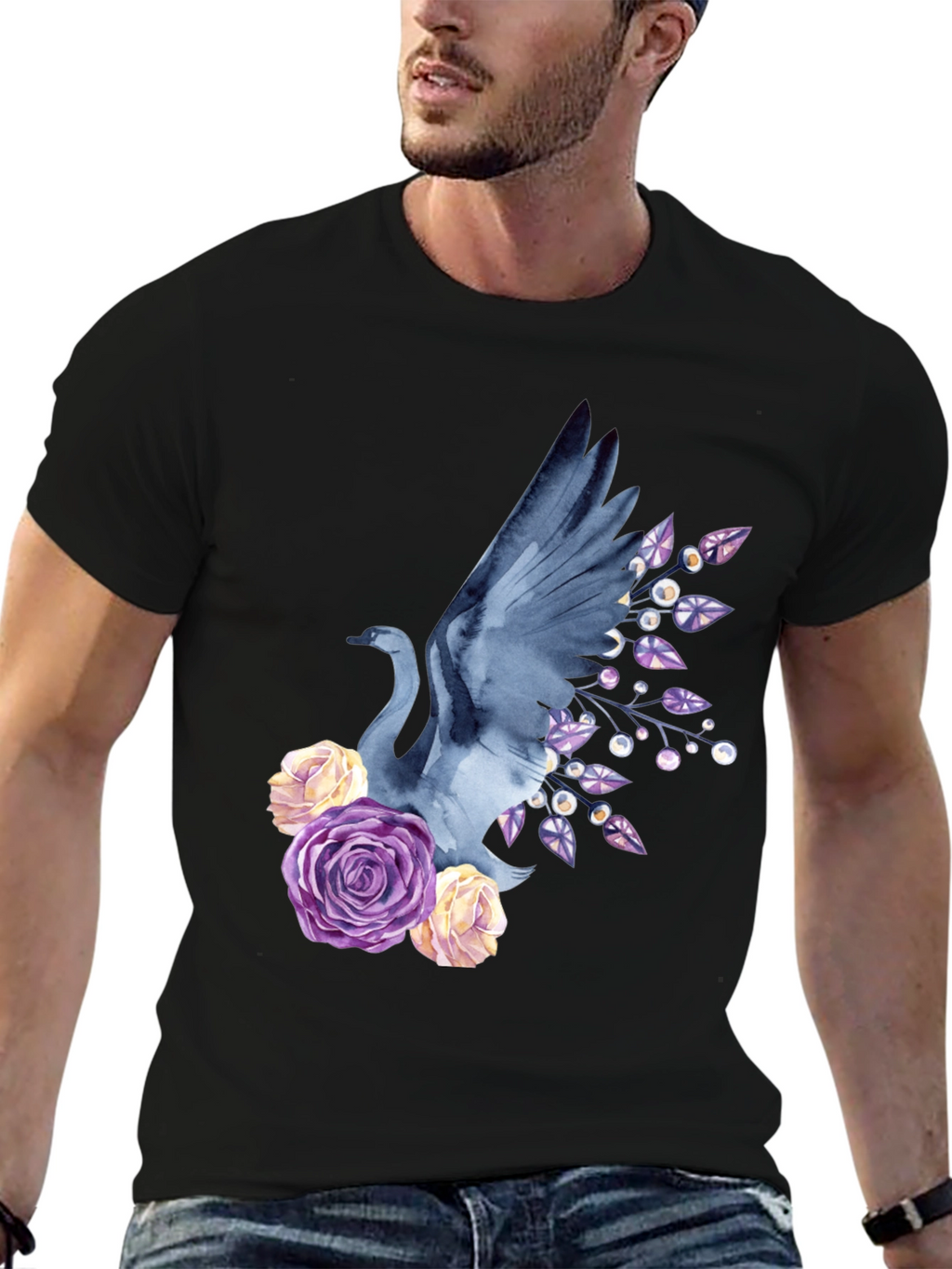 Swan & Floral Graphic Tee