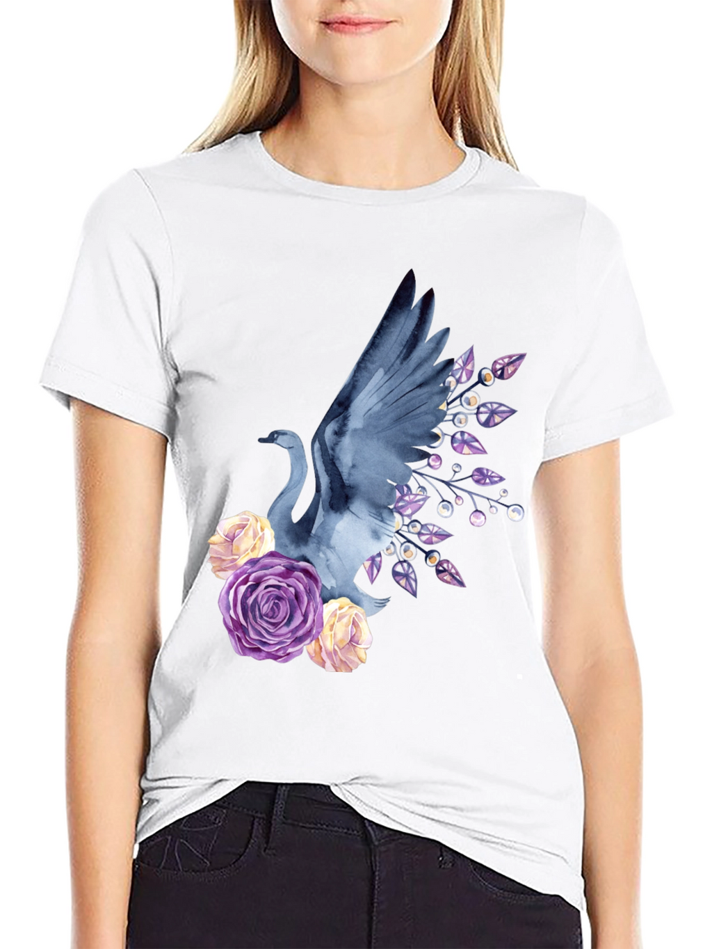 Swan & Floral Graphic Tee