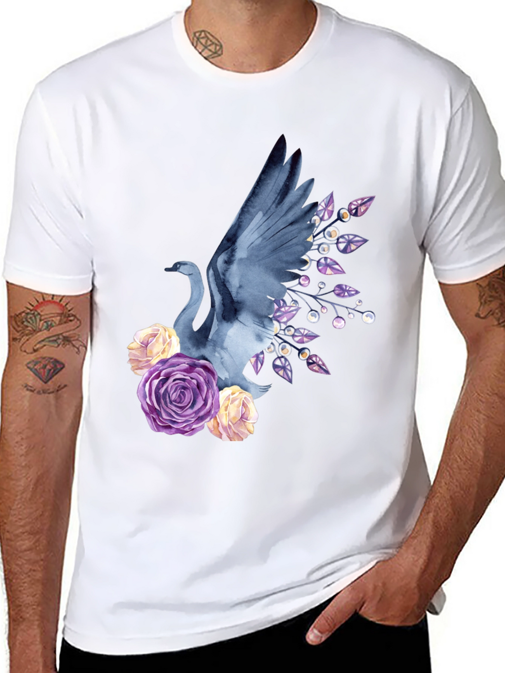 Swan & Floral Graphic Tee