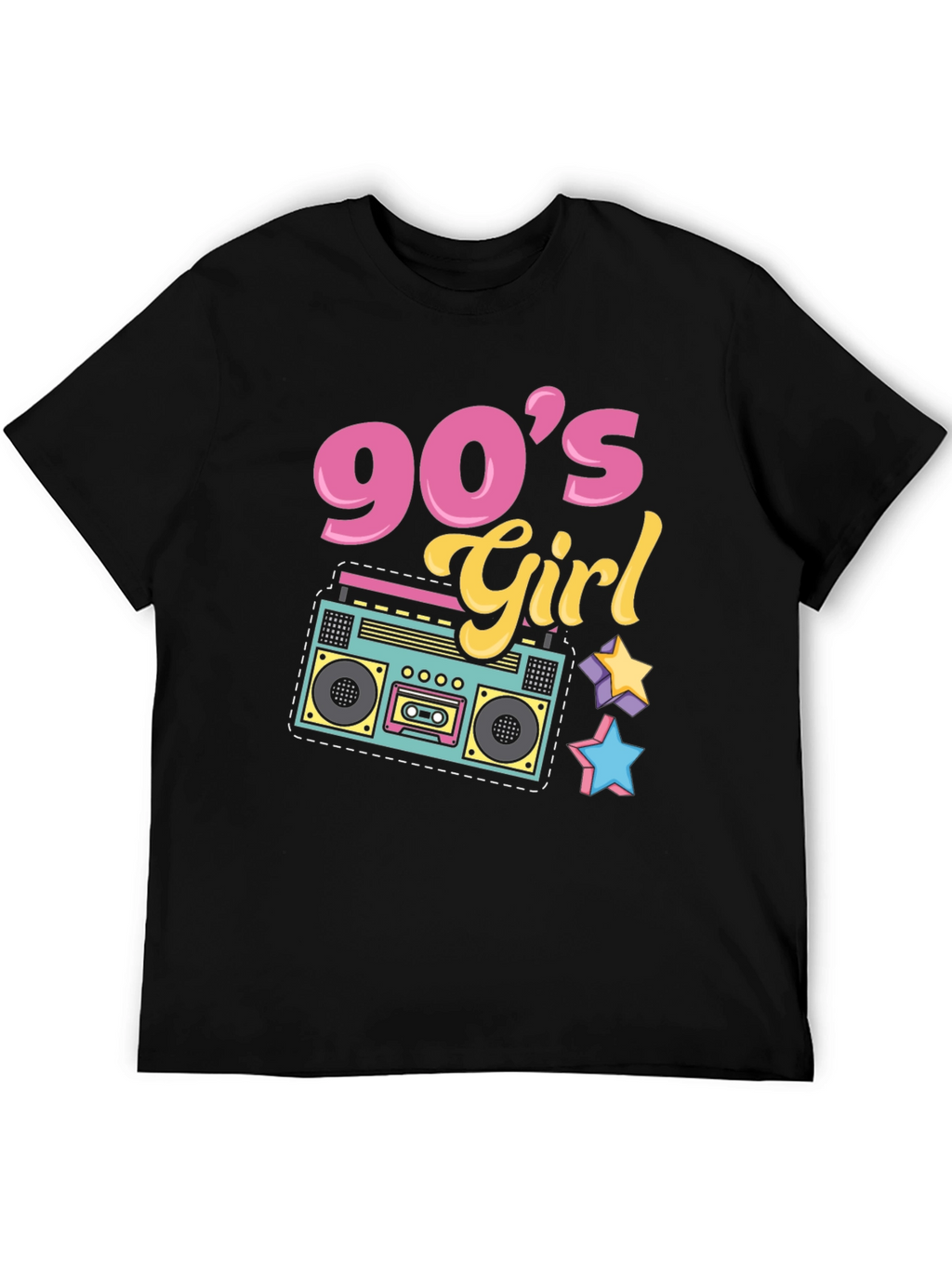 90s Girl Graphic Tee - Retro Boombox Design