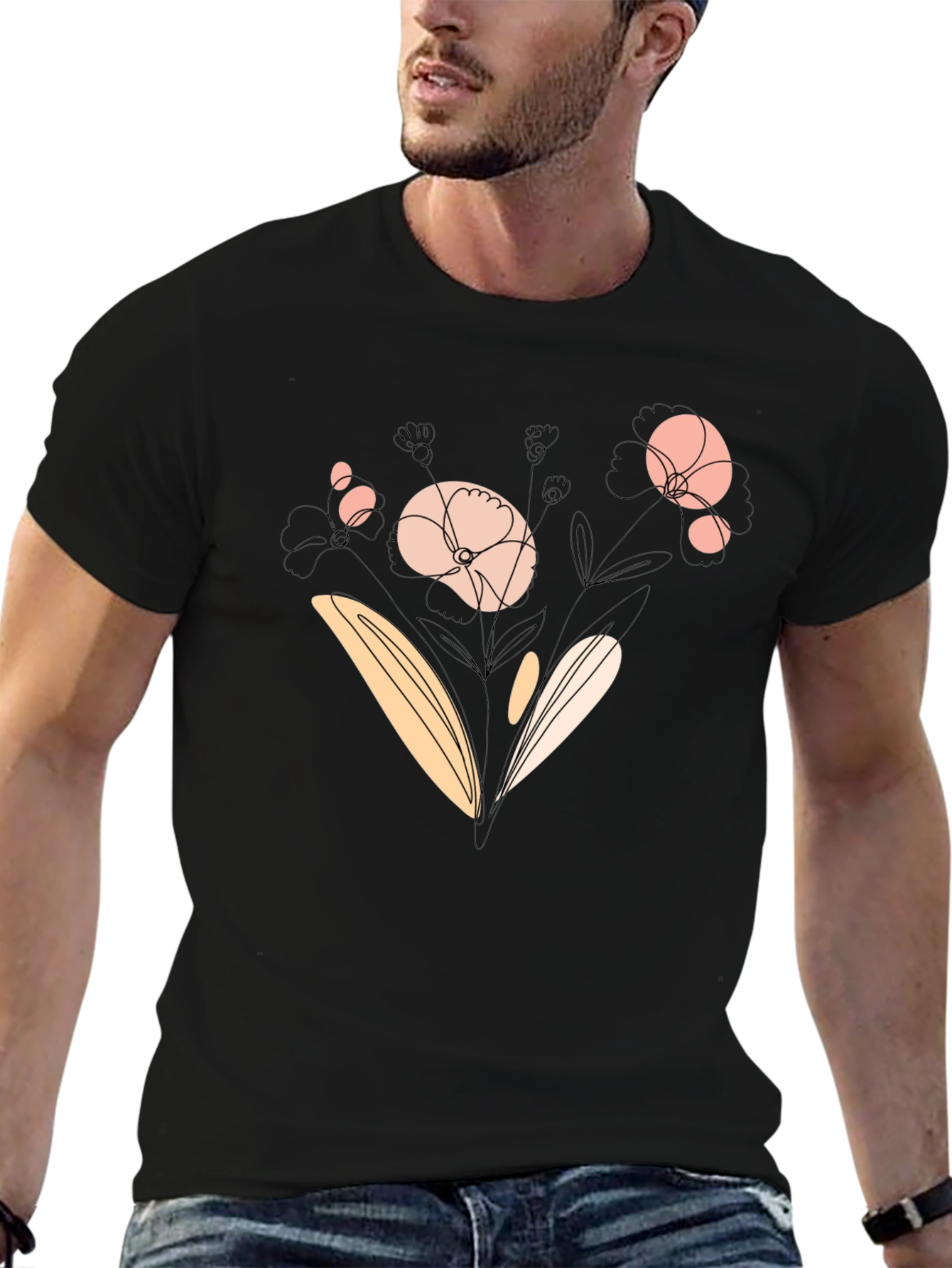 Floral Graphic Black T-Shirt