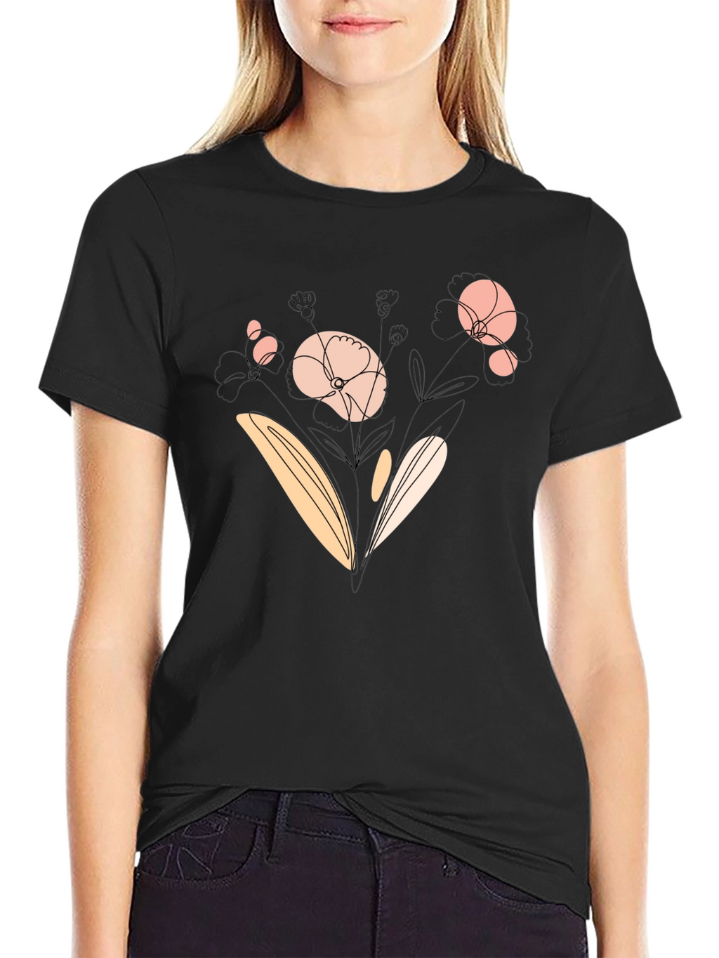 Floral Graphic Black T-Shirt