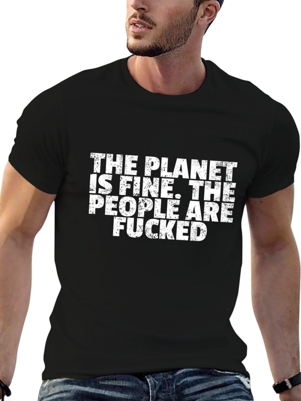 The Planet Is Fine Graphic Tee - Black