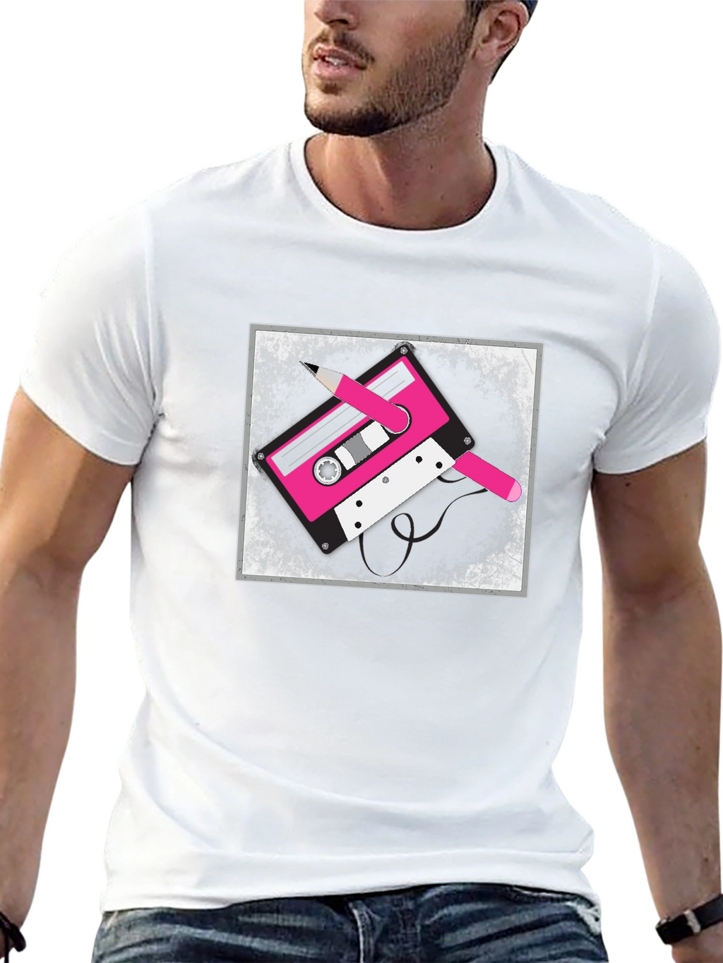 Retro Cassette Tape Graphic Tee - Black