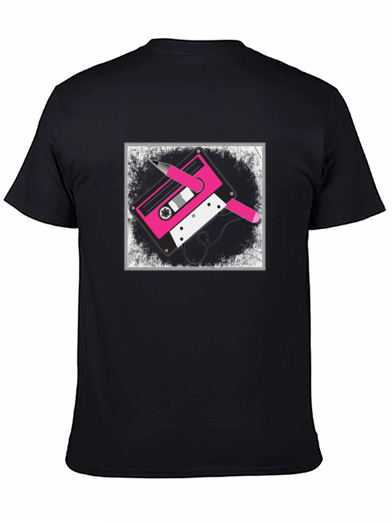 Retro Cassette Tape Graphic Tee - Black