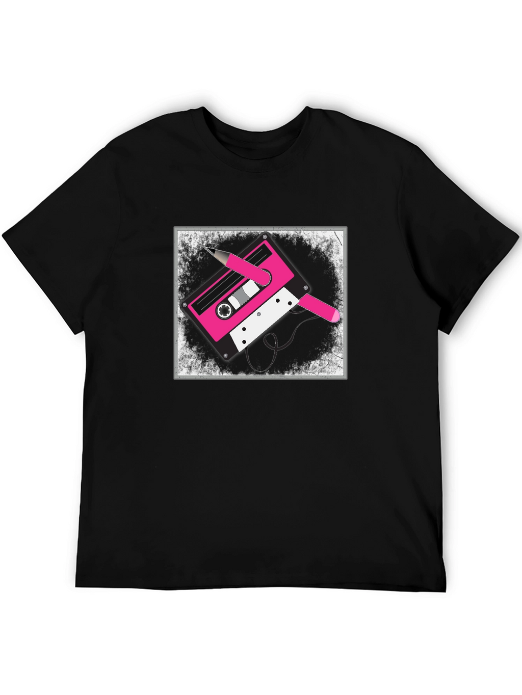 Retro Cassette Tape Graphic Tee - Black