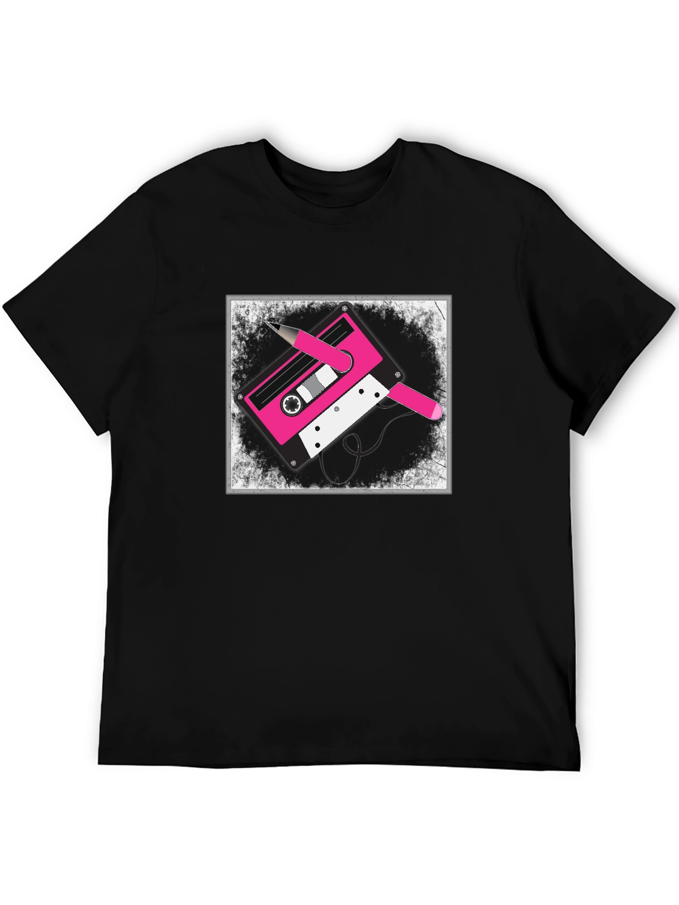 Retro Cassette Tape Graphic Tee - Black