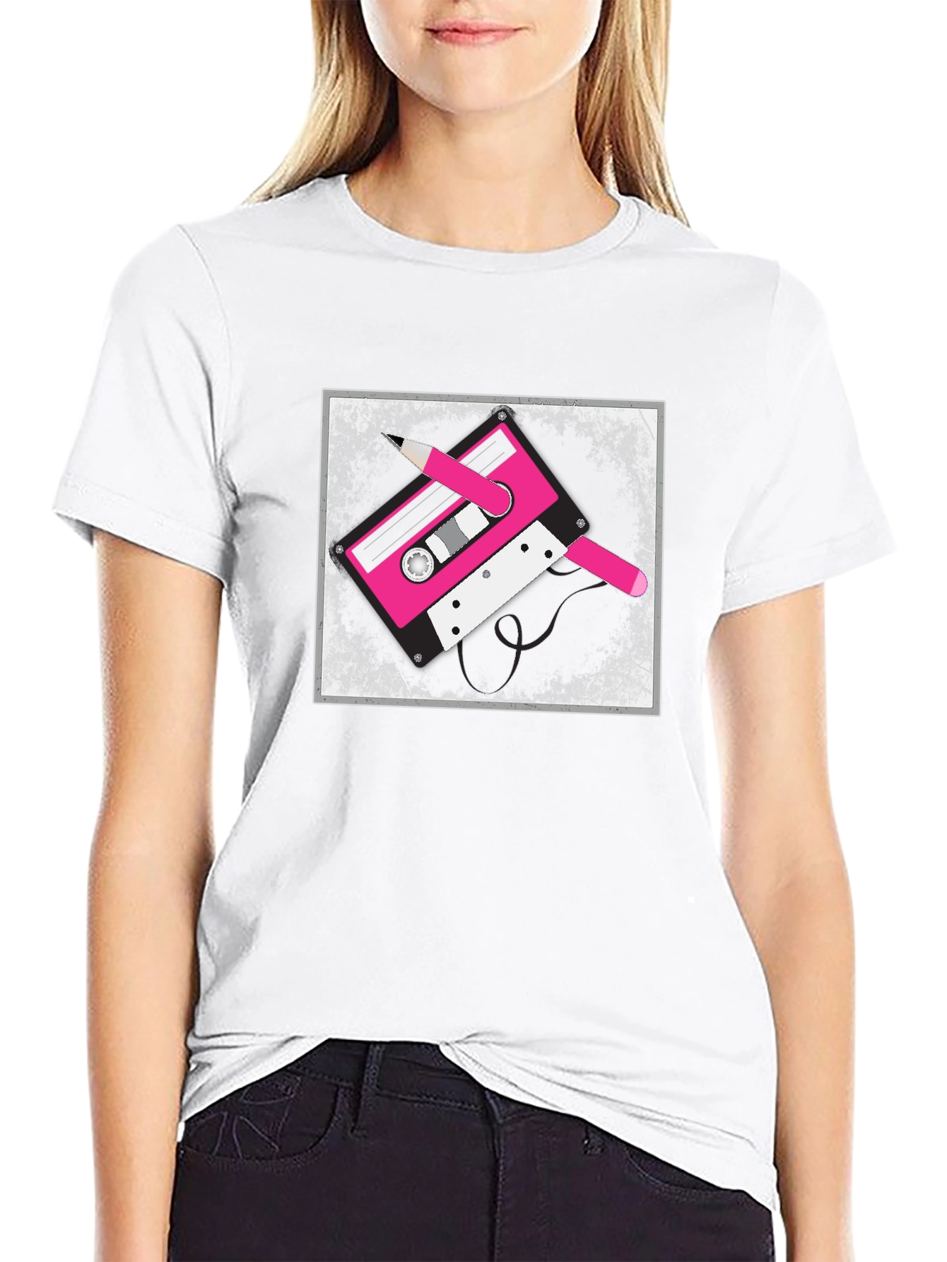 Retro Cassette Tape Graphic Tee - Black