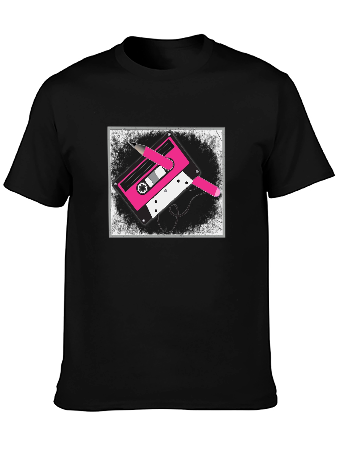 Retro Cassette Tape Graphic Tee - Black