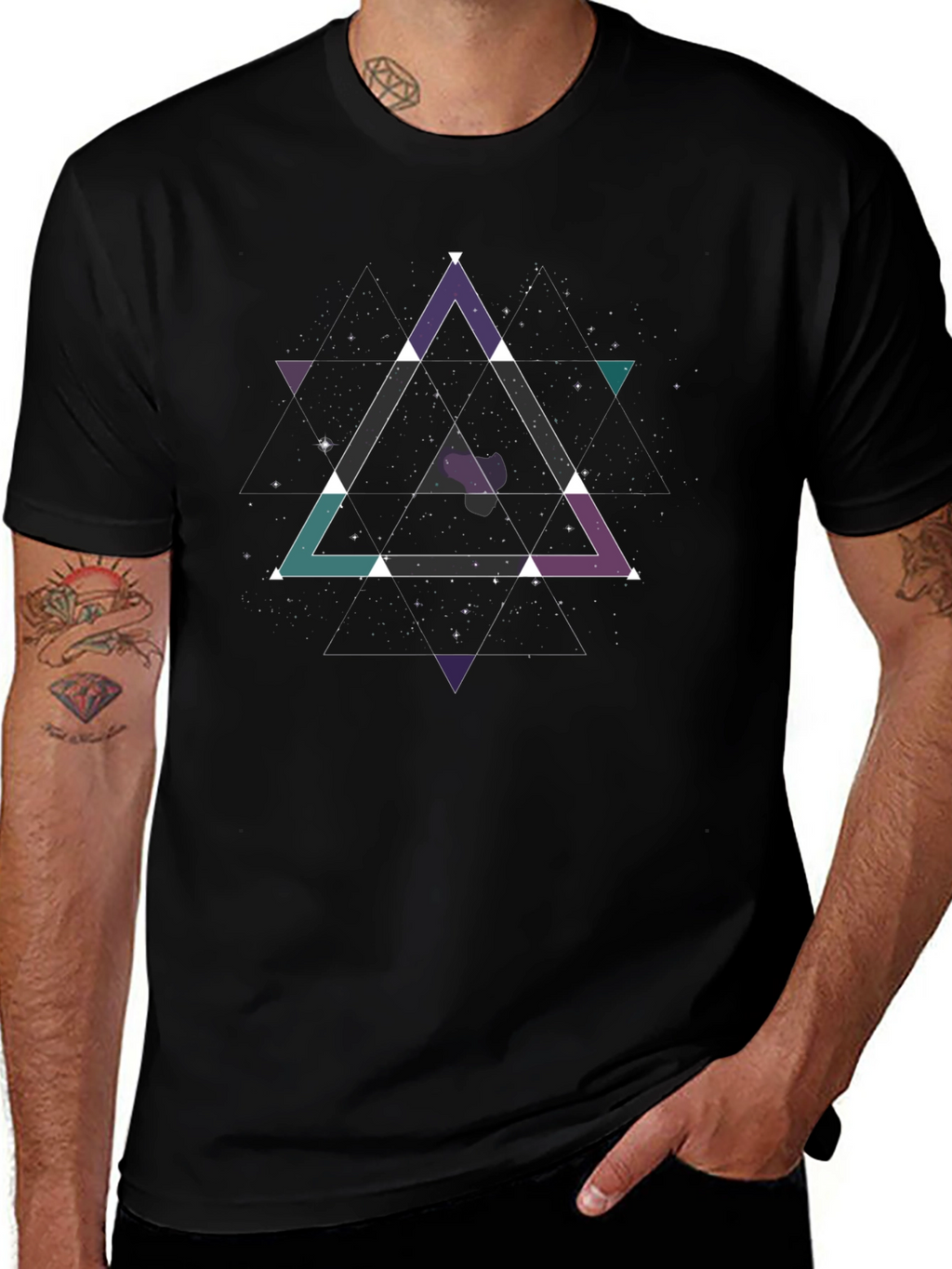 Geometric Galaxy Triangle T-Shirt