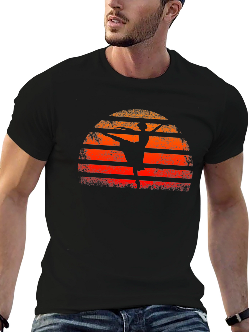 Sunset Ballerina Graphic Tee - Retro Style