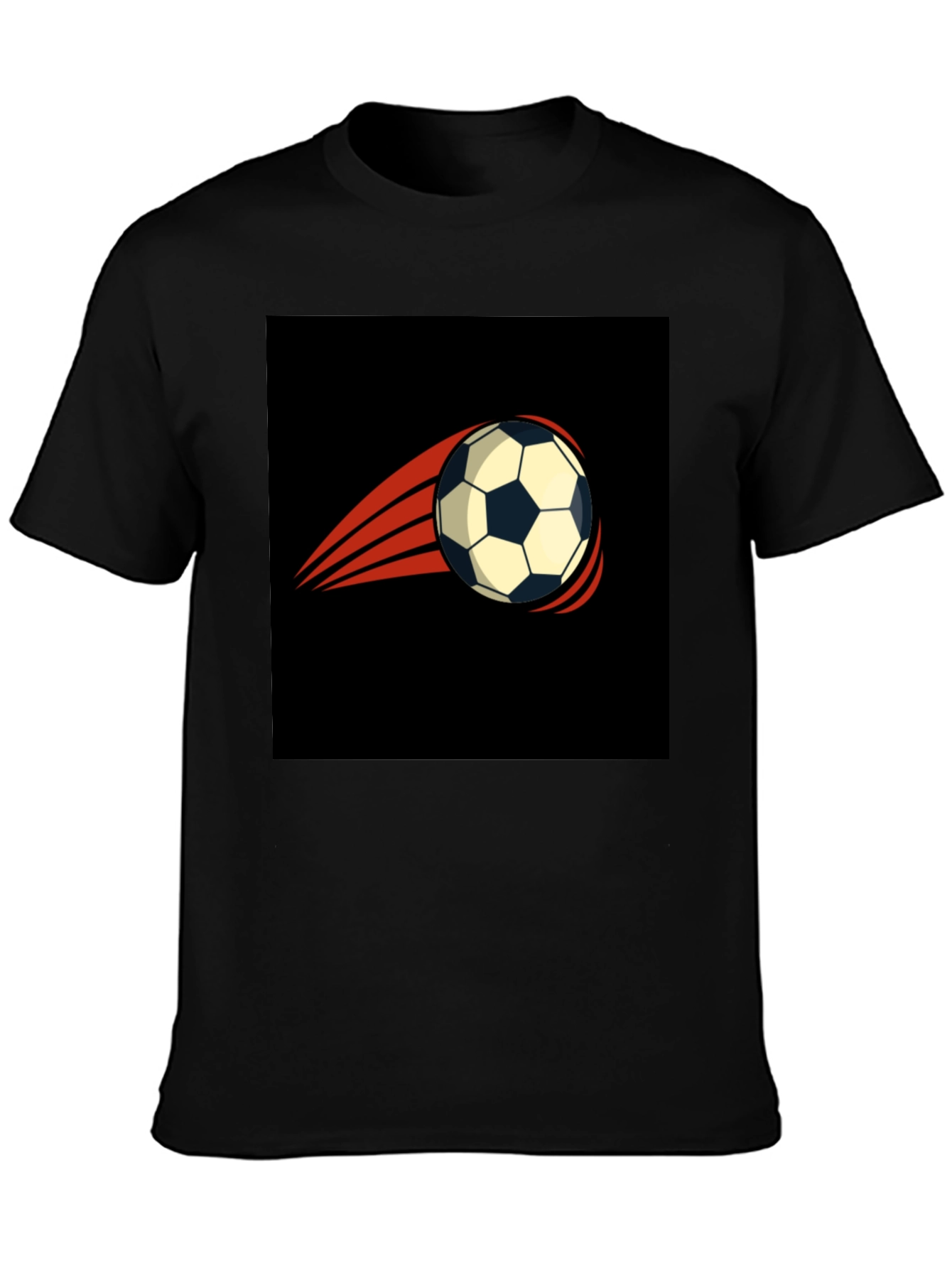 Mens Black T-Shirt with Soccer Ball Graphic