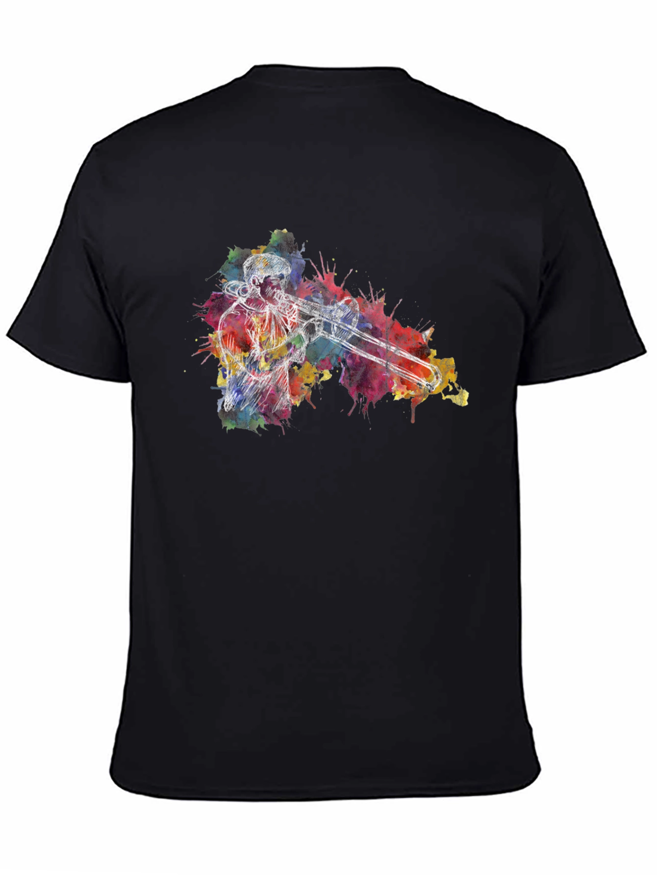 Trombone Player Watercolor Black T-Shirt