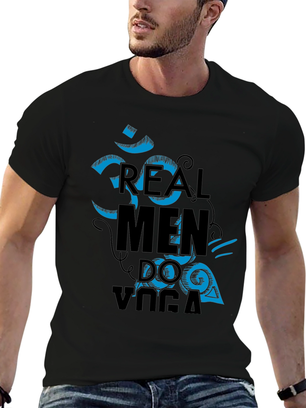Real Men Do Yoga Graphic Tee - Black