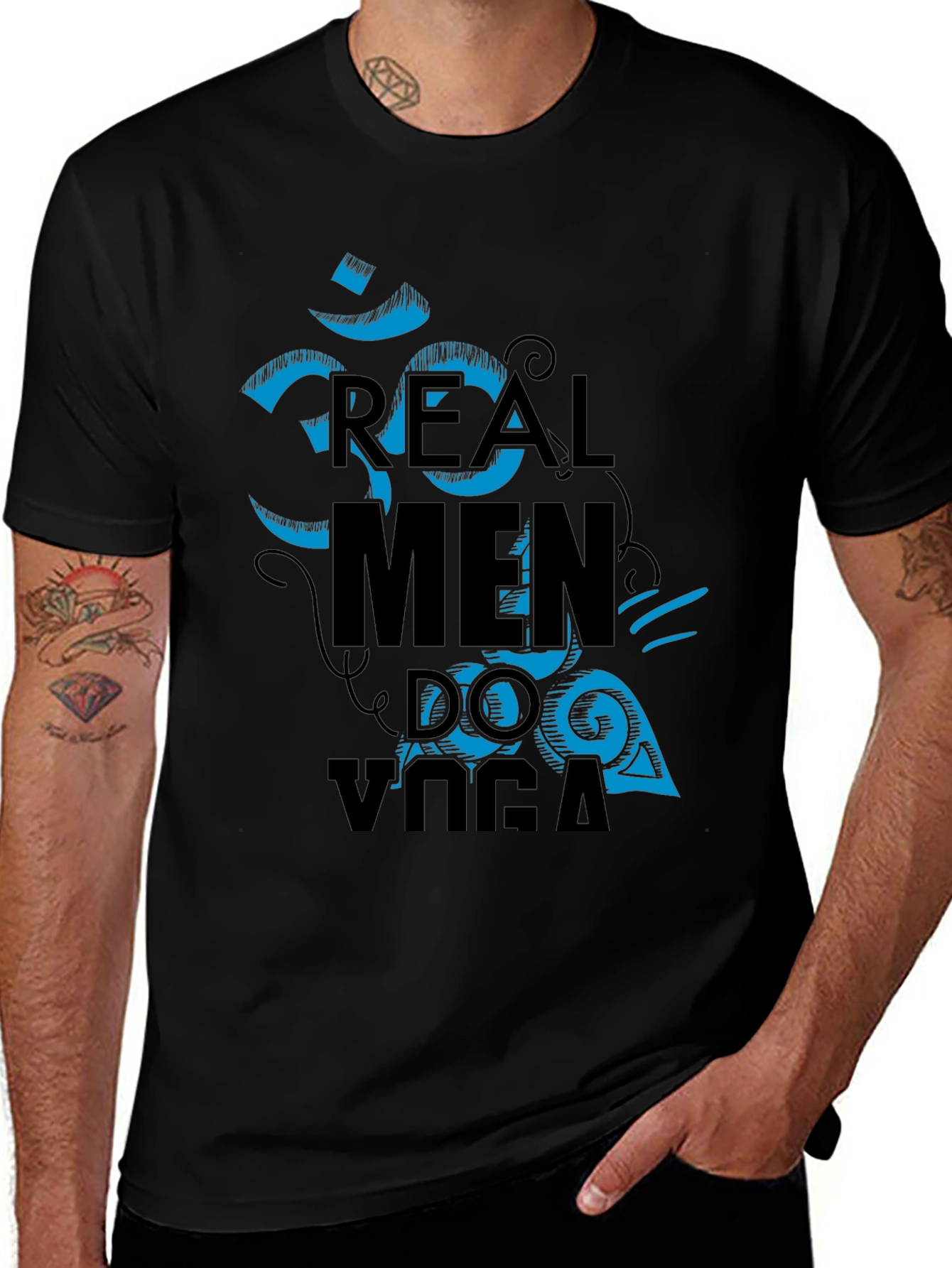 Real Men Do Yoga Graphic Tee - Black