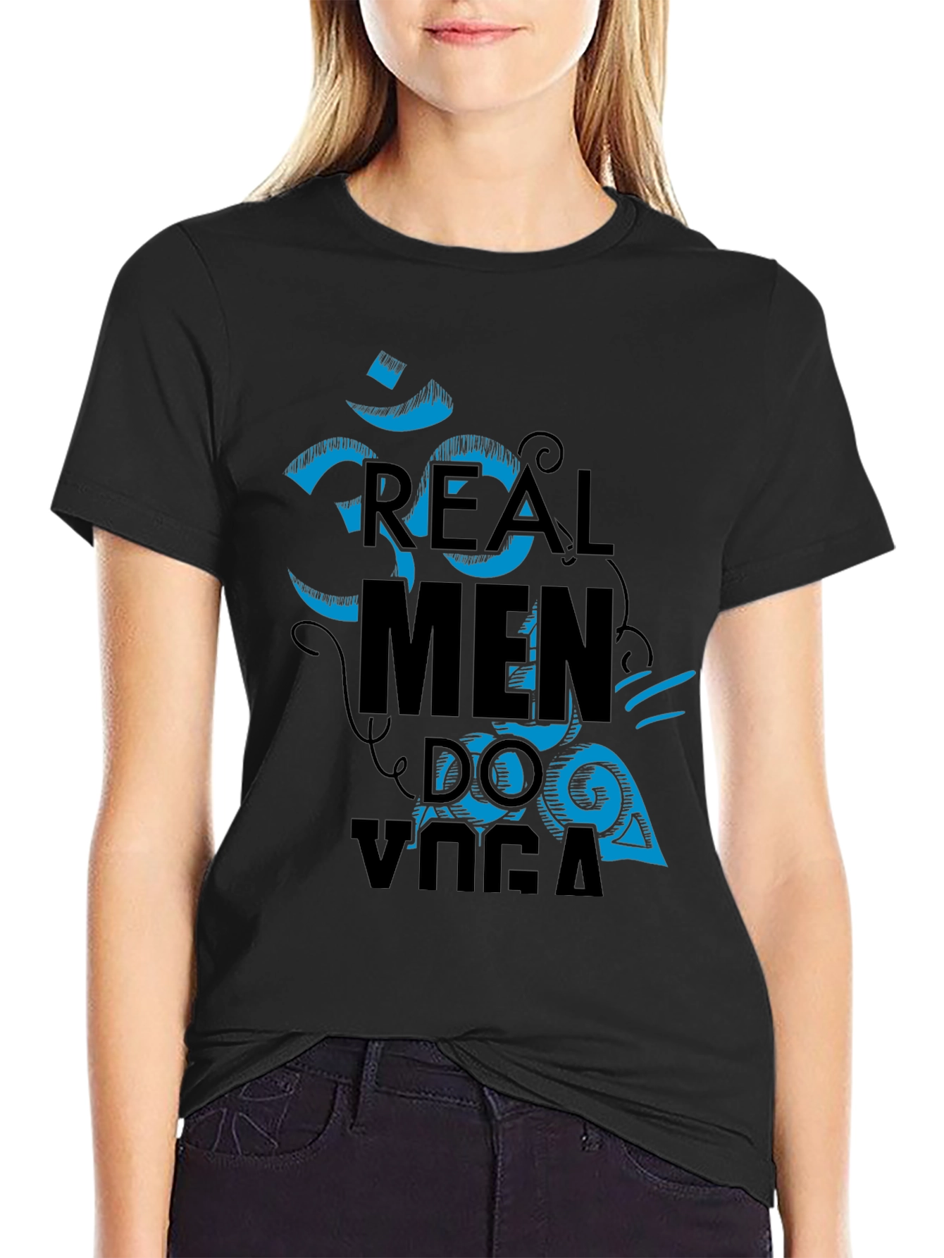 Real Men Do Yoga Graphic Tee - Black
