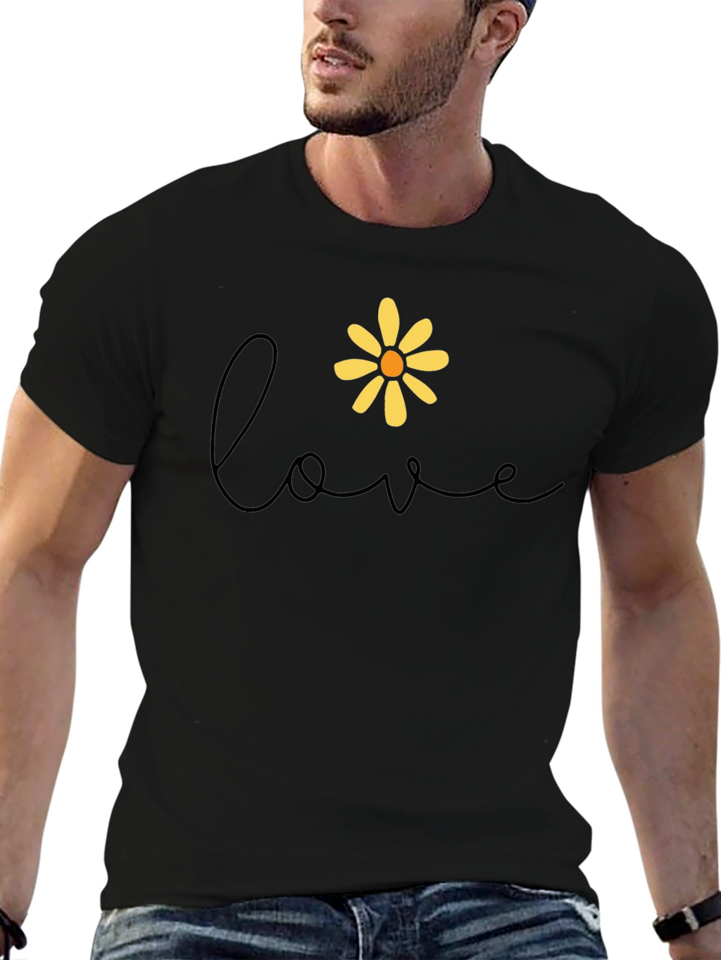Love Daisy Graphic Tee - Black Casual Shirt
