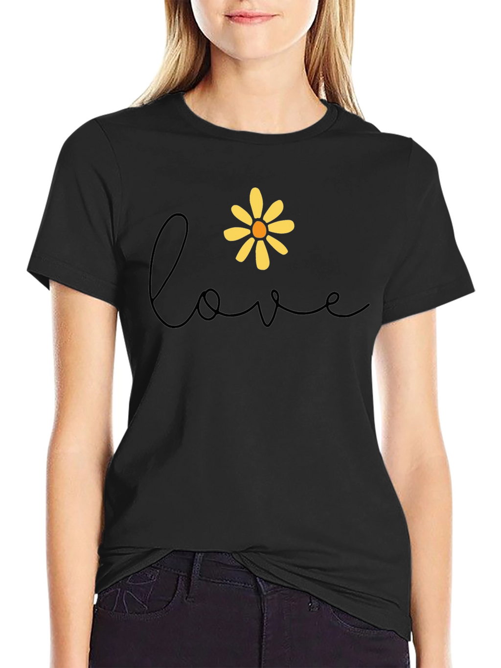 Love Daisy Graphic Tee - Black Casual Shirt