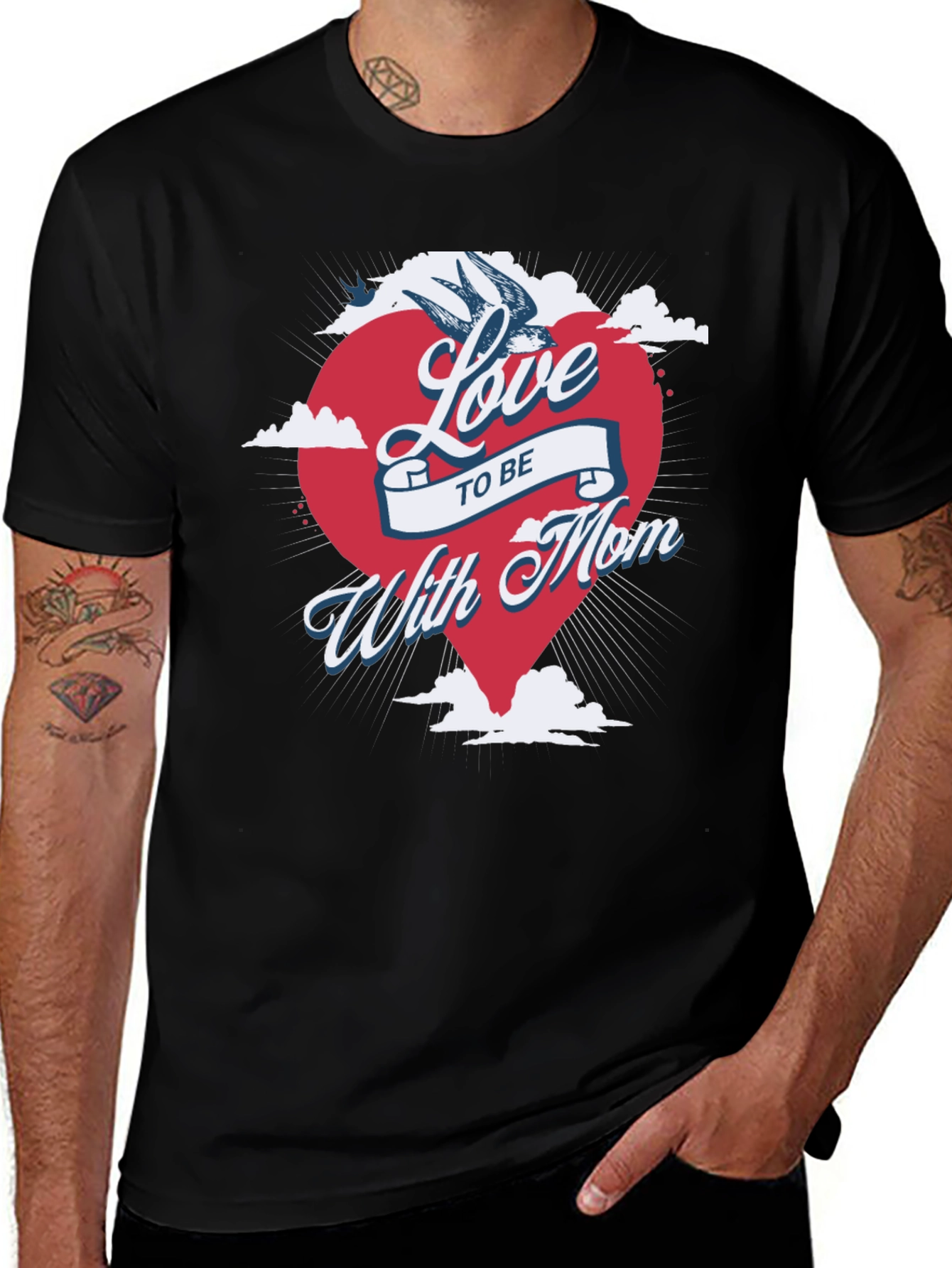 Love to be with Mom Graphic Tee - Mens Black T-Shirt