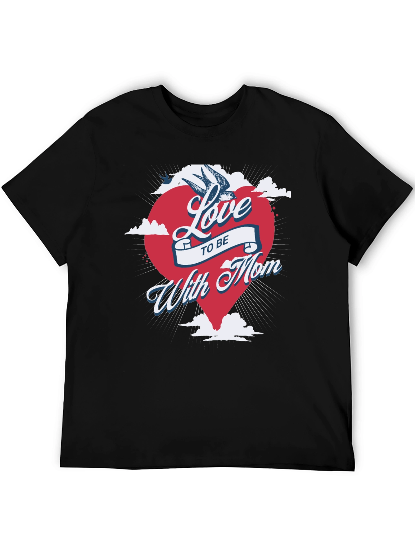 Love to be with Mom Graphic Tee - Mens Black T-Shirt