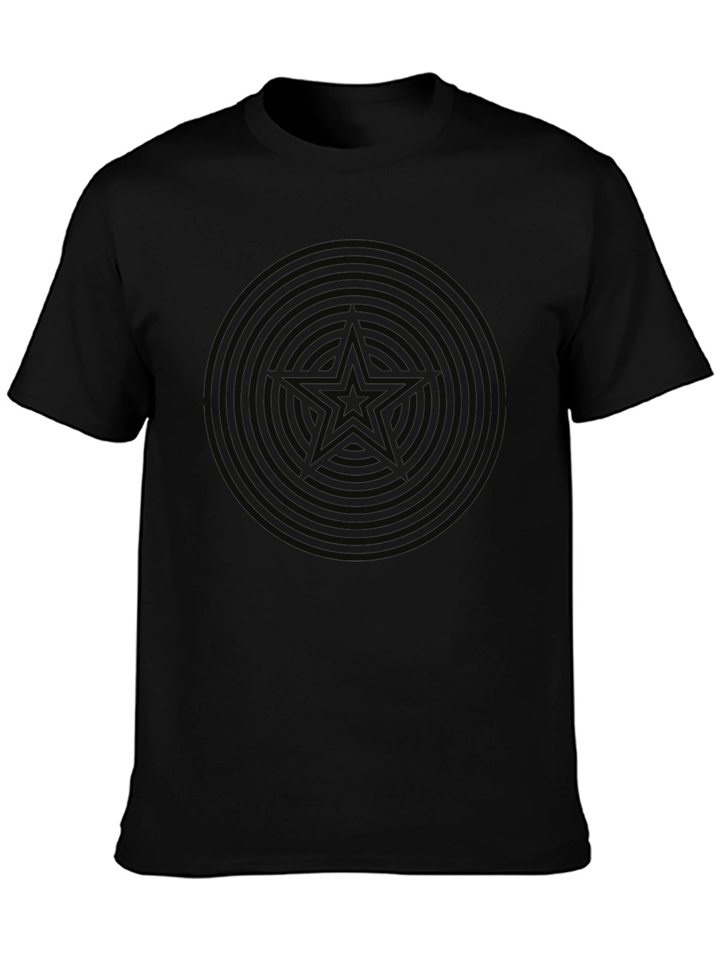 Mens Black Star Circle Graphic T-Shirt