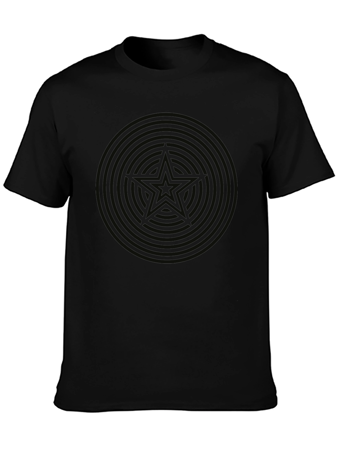 Mens Black Star Circle Graphic T-Shirt