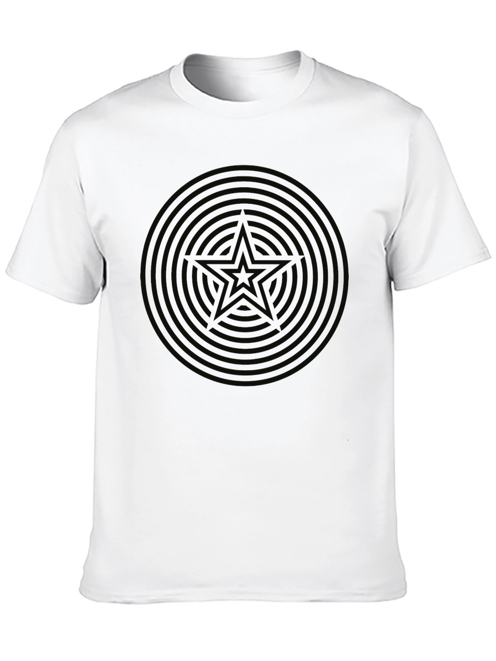 Mens Black Star Circle Graphic T-Shirt