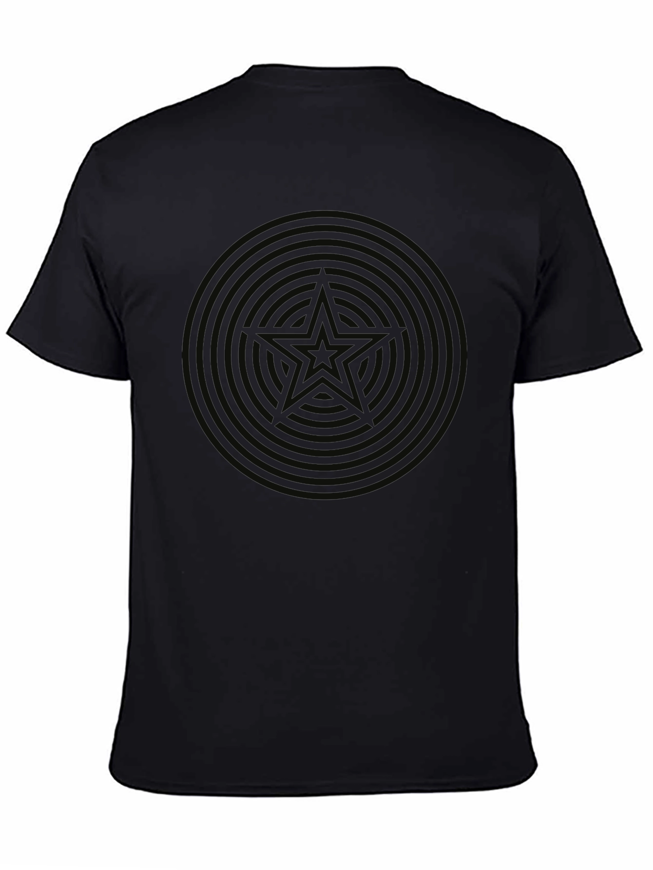 Mens Black Star Circle Graphic T-Shirt