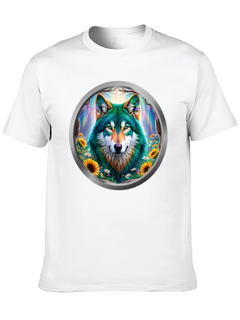 Wolf Circle Graphic T-Shirt - Nature Art