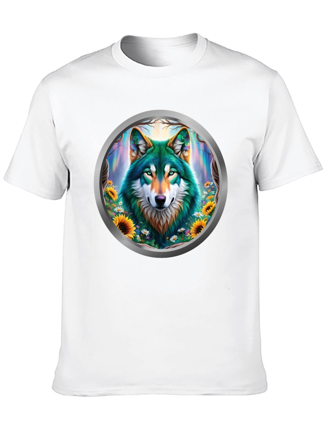Wolf Circle Graphic T-Shirt - Nature Art