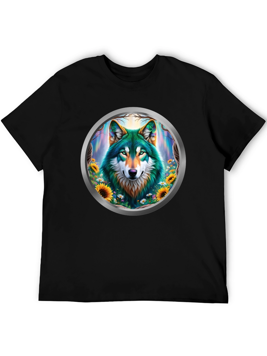 Wolf Circle Graphic T-Shirt - Nature Art