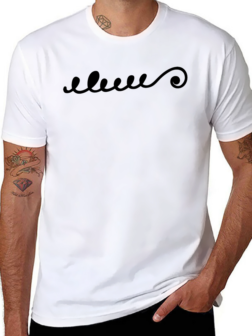 Mens Black Graphic Tee - Swirl Design